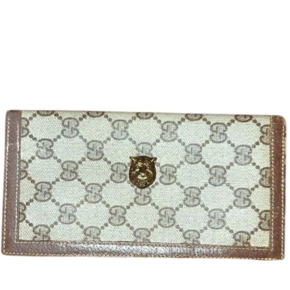 Gucci Gg Supreme Beige/Brown Canvas Cat Animalier Wallet Like New Authentic - Picture 12 of 14